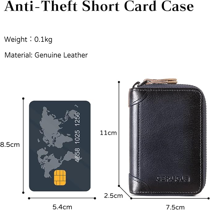 Card Bag Cowhide Wallet Men Coin Purse RFID Blocking Card Case Portable Card Holder Coin Bag Pouch with 12/20/30/45 Card Slots Blue A - Image 3