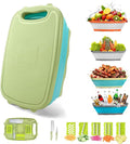 Gintan Camping Cutting Board, 9-in-1 Collapsible Chopping Board with Colander, Kitchen Vegetable Washing Basket for Camping, Camping Gifts Camping essentials for RV Campers (Blue Green) by Gintan