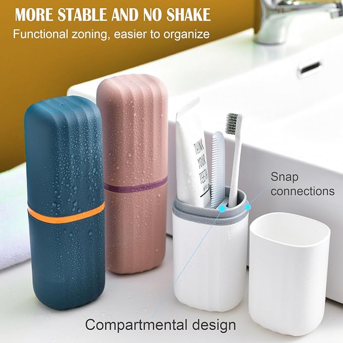 2-in-1 Travel Toothbrush Holder, Dustproof Toothbrush Travel Case with Mouthwash Cup, Portable Toothpaste Toothbrush Container for Traveling School Camping Business Trip Bathroom - Image 8