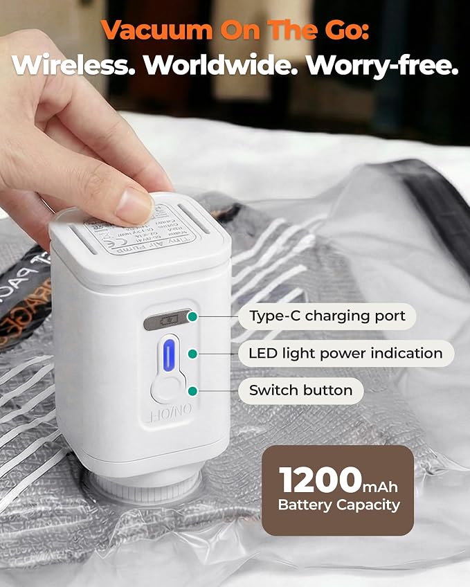 BAGSMART 12 Pack PA+PE Travel Vacuum Bags with Wireless Pumpe | Bonus Shoe, Laundry & Toiletry Bags, Save 80% Space Ideal for suitcase packing, travel & home. - Image 2