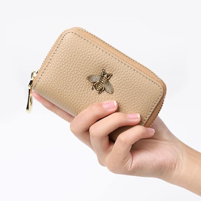 imeetu RFID Credit Card Holder, Small Card Wallet Women, Leather Card Case | Genuine Leather Women's Card & id Cases, Change Coin Purse with Zipper Keychain id Window, 20 Colors & 3 Styles, Daily, Gifts - Image 2