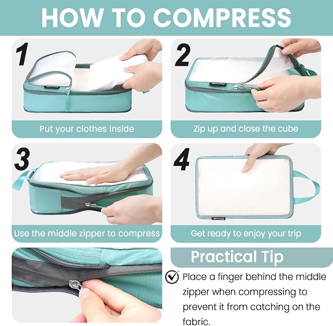 BAGAIL 6 Set Ultralight Compression Packing Cubes Packing Organizer for Travel Accessories Luggage Suitcase Backpack - Image 4