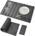 2 PCS Large Stone Dish Drying Mat for Kitchen Counter, 24"×16" Marble Dish Drying Mat with 8"x 4" Coasters, Non - Slip Collapsible Absorbent Mat for Multi - Purpose, Match Any Countertop - Grey by tdcokhe