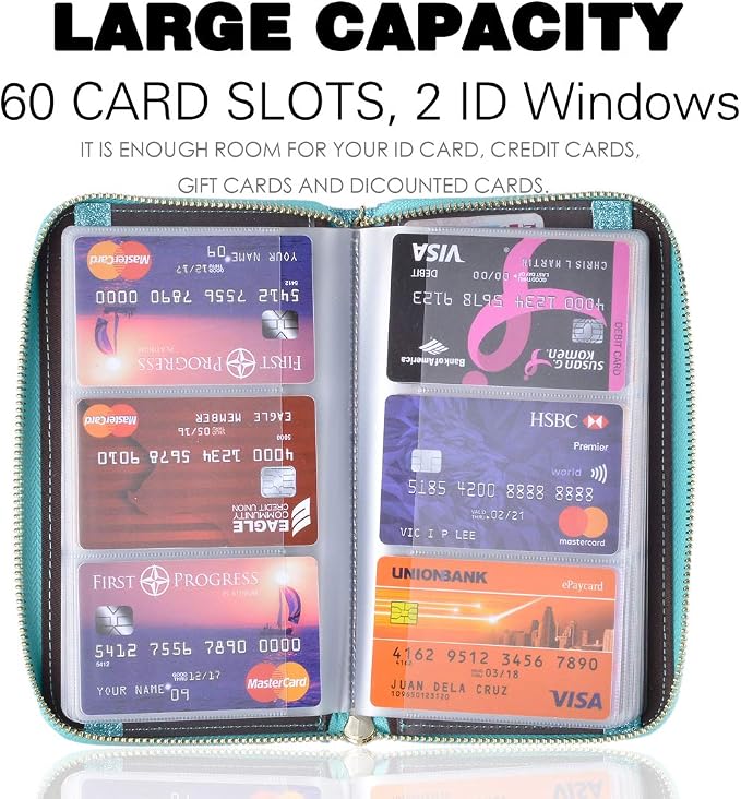 Easyoulife Credit Card Holder Wallet Womens Zipper Leather Case Purse RFID Blocking - Image 3