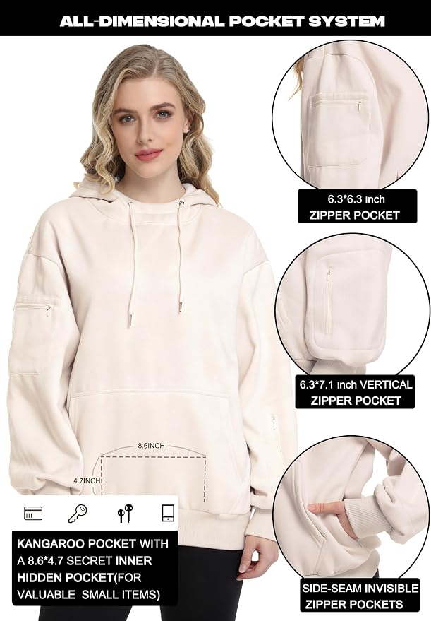 Unisex Travel Hoodie with Eyemask Fleece Sweatshirt Fall Winter | Airplane Hoodie with Multi Pockets & Eye mask Womens Sweatshirts Comfort Pullover Fleece Sweaters Fashion Tops for Couples - Image 3