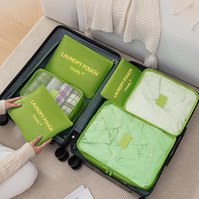 6 Set Packing Cubes for Travel Luggage Organizer Bags Reusable washable Suitcase Packing Cubes Set Travel Accessories Essentials (Green) - Image 9