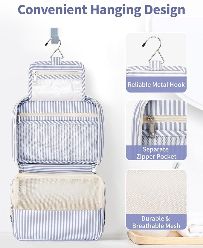 Narwey Small Hanging Travel Toiletry Bag for Women, Travel Bag for Toiletries, Makeup Bag Organizer Cosmetic Bags Make Up Bags for Girls - Image 4