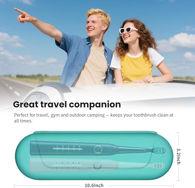 Silicone Electric Toothbrush Travel Case, Manual Toothbrush Travel Cover for Men and Women,Toothbrush Holder for Travel,Gym and More, Fits Most Manual and Electric Toothbrushes - Mint Green - Image 6