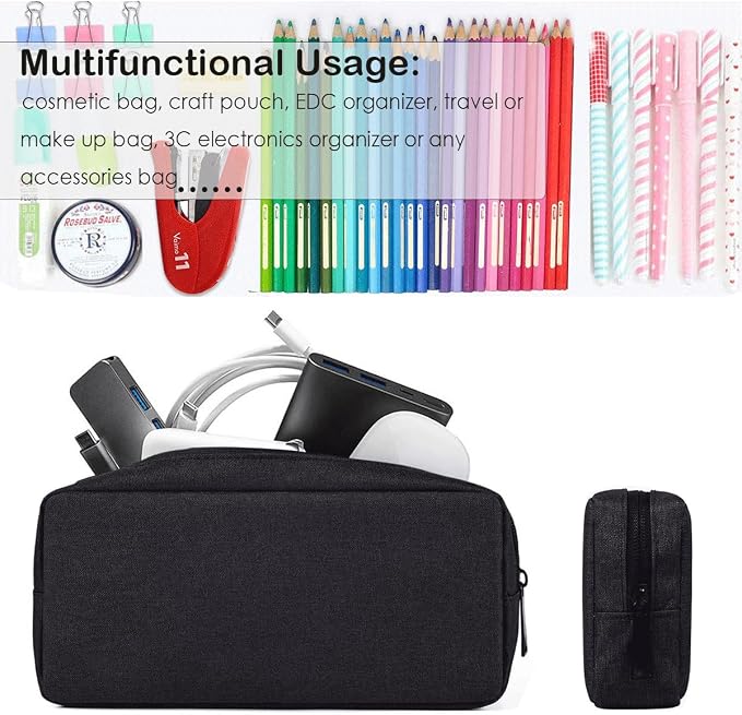 CAAORDKSO Travel Cable Organizer Pouch Electronic Accessories Carry Case Water Resistant Accessories Organizer Pouch Bag for Cable, Cord, Charger, Phone, Power Bank, Earphone (Big-Black) - Image 6