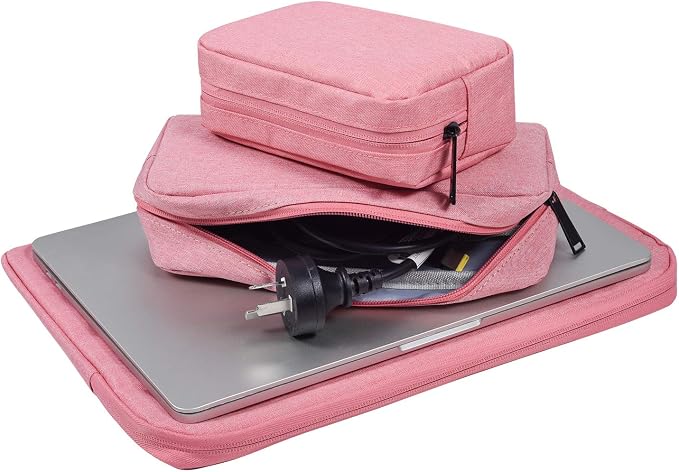 dealcase Electronic Accessories Organizer, Durable Small Electronics Accessories Storage Bag Compatible Laptop Charger Various USB,Cables,Cords and Power Travel Gadget Carry Bag,Pink(Small+Big) - Image 6