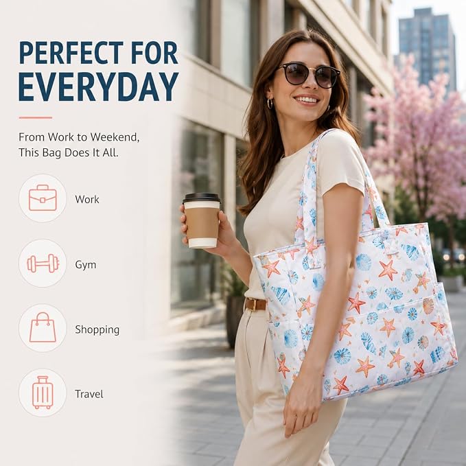 LEDAOU Beach Bag Waterproof Sandproof Women Beach Tote Pool Bag with Zipper for Swim Gym Grocery Travel with Wet Pocket | Sandproof - Image 4