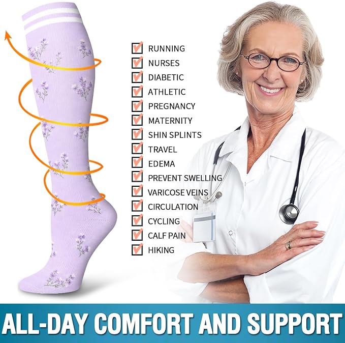 6 Pack Copper Compression Socks for Women and Men Circulation-Best Support for Medical,Running,Nursing,Athletic - Image 6