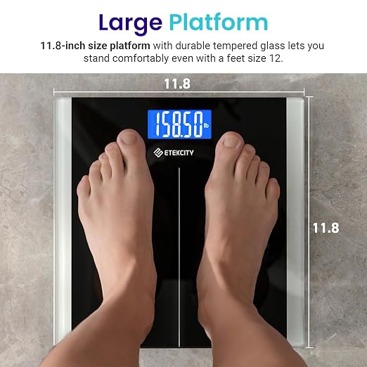 Etekcity Bathroom Scale for Body Weight, Digital, Highly Accurate, 400 lbs | Large 6mm Tempered Glass Platform, Clear LCD Display, Batteries Included, Safe Electronic Weighing for Daily Home Use - Image 5