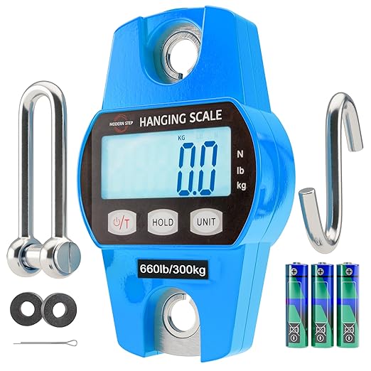 Digital Hanging Scale 660 LB 300 KG - Professional Heavy Duty Waterproof Fish Scale - Portable Durable Crane Scale for Luggage Weight Suitcase Hunting Farm Bike Bow Fish Weight Fishing Scale by MODERN+STEP