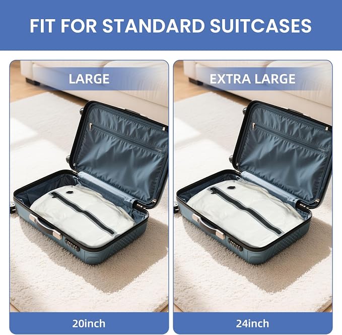 BAGAIL TPU Vacuum Bag for Travel, Reusable Compression Bag with IPX8 Waterproof Zipper, Save Space for Suitcase, Backpack and Carry on (Cream, Large, With Pump) - Image 9