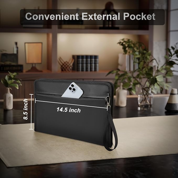 Fireproof Document Bag with Lock，15"×11" Fireproof Money Bag，with Zipper and Lock，Suitable for Tablets, A4 Documents, Cash, Mobile Phones, - Image 5