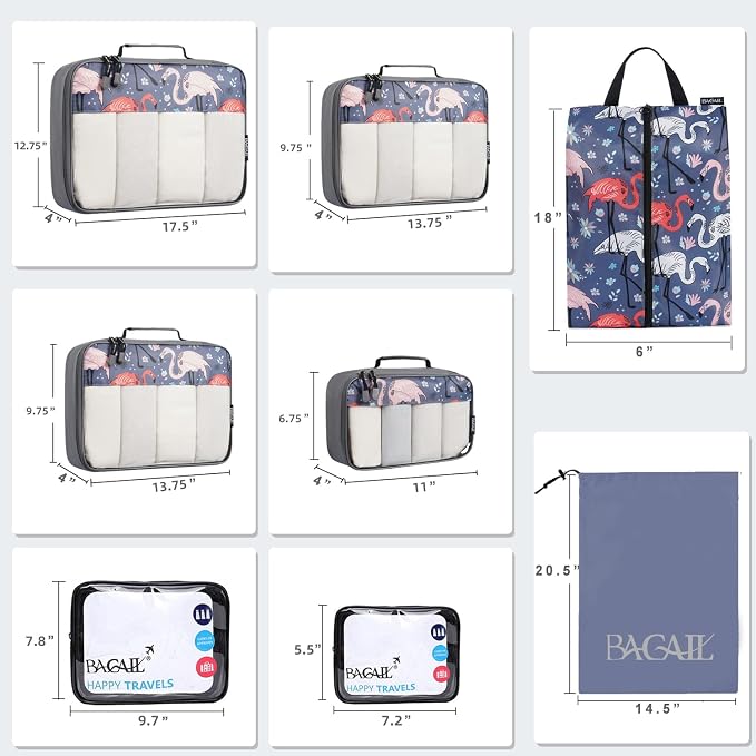 BAGAIL 8 Set/9 Set Packing Cubes Luggage Packing Organizer for Travel, Suitcase Packing Bags for Travel Accessories - Image 2