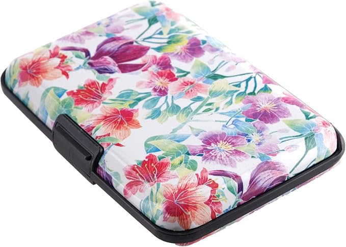 RFID Blocking Credit Card Holder for Men Women - Stylish Travel Wallet - Best protection for Bank Debit, ID, ATM, Cards against Scanning Criminals (flowers) by BOHONG