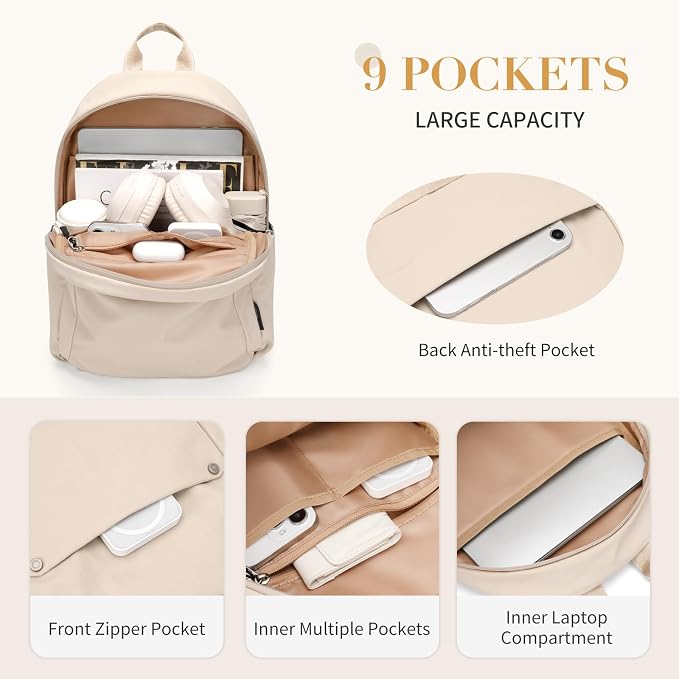 Mini Backpack for Women Fashion Small Backpack Purse Lightweight Daypack for Work Trave Daily,Apricot - Image 3