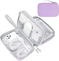 FYY Electronic Organizer, Travel Tech Pouch Bag, Large, Light Purple | Wrist Strap, Waterproof, Double Layers Portable Electronics Travel Carrying Case for Cord, Charger, Daily Business Trips Use by FYY