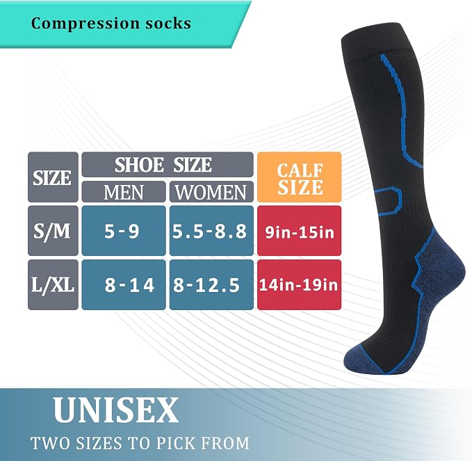 fenglaoda 6 Pairs Compression Socks for Women & Men Knee High Cute Circulation Socks for Nurse Pregnant Travel Athletic - Image 3