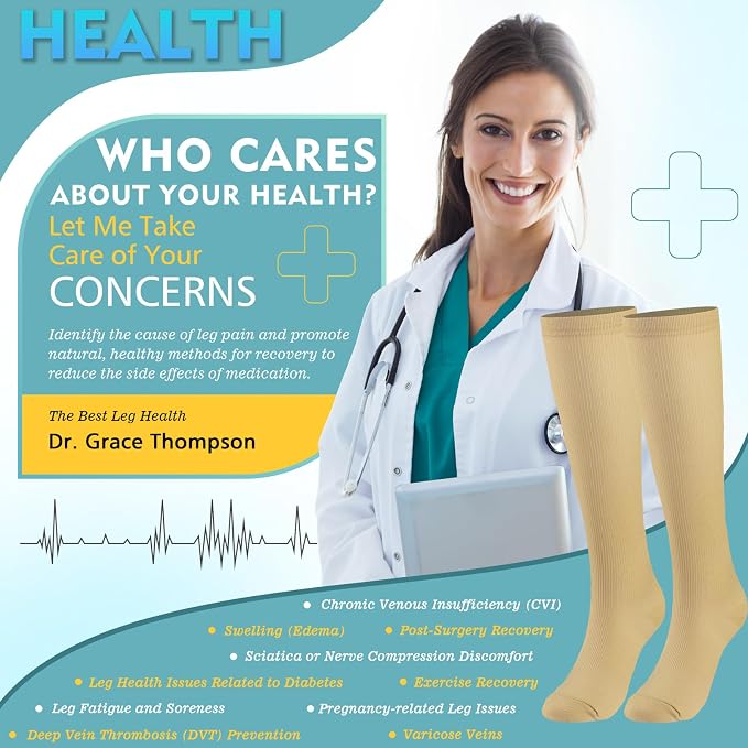Compression Socks for Women & Men 6 Pairs | 20-30 mmHg Breathable & Moisture-Wicking Comfortable & Skin-Friendly Knee High Support Socks for Nurse, Travel, Pregnancy - Image 5