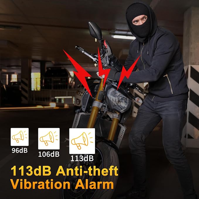 113dB Wireless Bicycle Alarm with Red Button Remote | IP65 Waterproof Bike Alarm,Adjustable Sensitivity,Universal Remote Strap for All Handlebar Sizes,for Motorcycle - Image 2