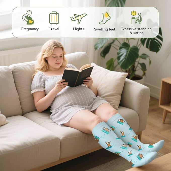 Plus Size Compression Socks for Women Men Wide Calf 15-20 mmHg Knee High Extra Large for Nurses Pregnant Travel - Image 6