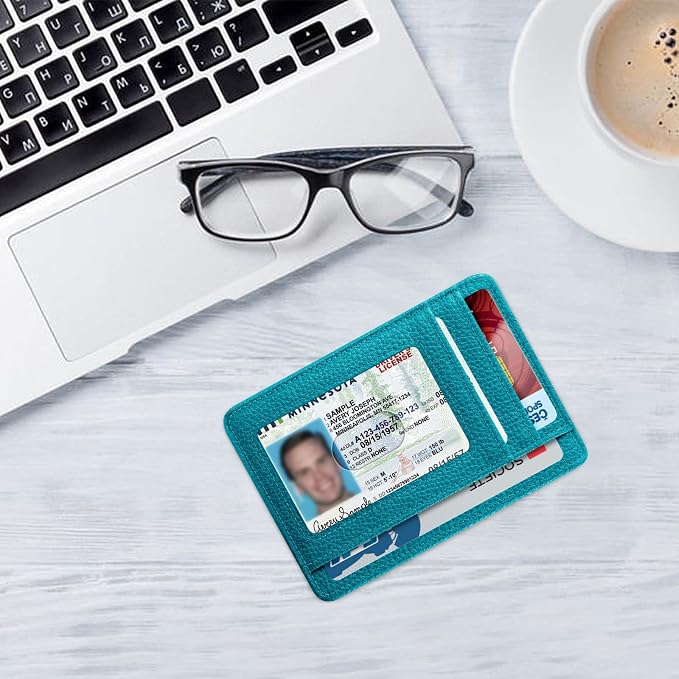 FINTIE Slim Front Pocket Wallet, RFID Blocking Credit Card Holder | Minimalist Card Cases with ID Window for Men Women, Legacy Teal - Image 7