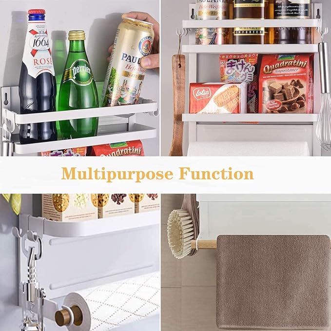 Magnetic Spice Rack for Refrigerator White Magnetic Paper Towel Holder for fridge Magnetic Shelf Magnetic Shelves Fridge Magnet Organizer Spice Rack Kitchen Organization Kitchen Storage - Image 8