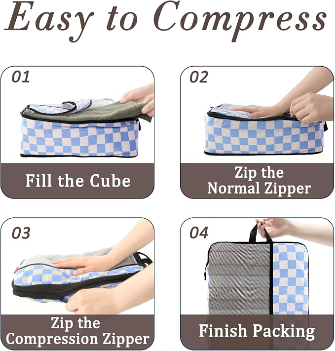 U+U 8 Set Compression Packing Cubes - Ultralight Travel Organizers - Image 6