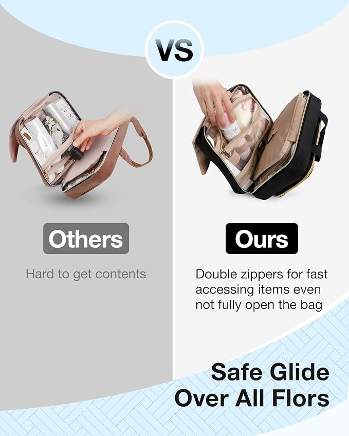 BAGSMART Toiletry Bag Hanging Travel Makeup Organizer with TSA Approved Transparent Cosmetic Bag Makeup Bag for Full Sized Toiletries, Medium-Black - Image 7