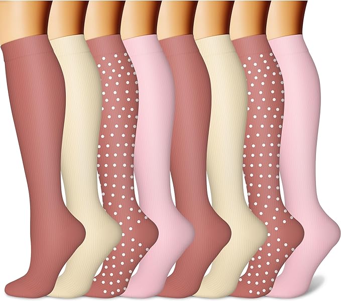 CHARMKING Compression Socks for Women & Men Circulation (8 Pairs) 15-20 mmHg Best Calf Socks Support for Athletic Cycling by CHARMKING