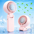 ZOZOO Portable Handheld Fan, 5 Gear High Speed, Rechargeable Mini Personal Hand Fan, Up to 14 Working Hours, 3 IN 1 for Travel, Beach Vacation, Camping, Gifts for Women, (Pink) by ZOZOO