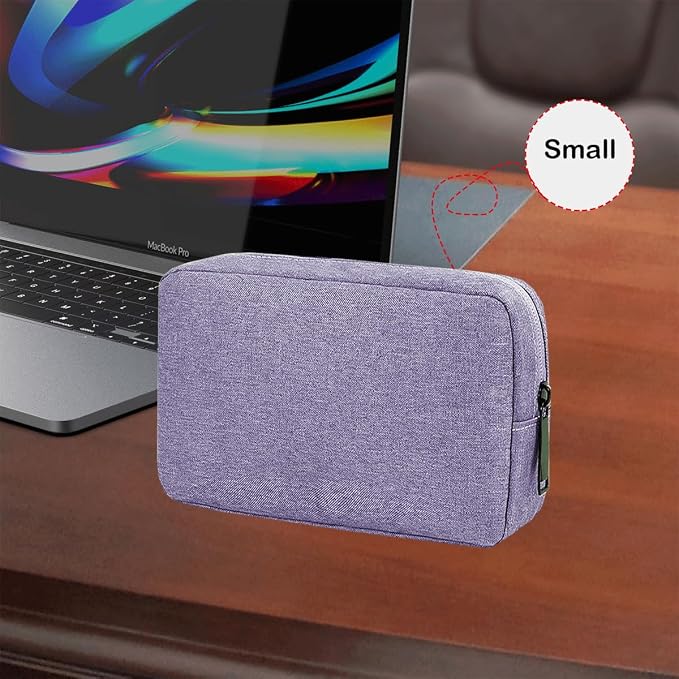 CAAORDKSO Small Cable Organizer Bag, Charger Organizer Case Pouch Travel Bag, Waterproof Electronics Accessories Case for USB, Cable, Cord, Charger, Phone, Power Bank, Earphone (Small-Purple) - Image 4