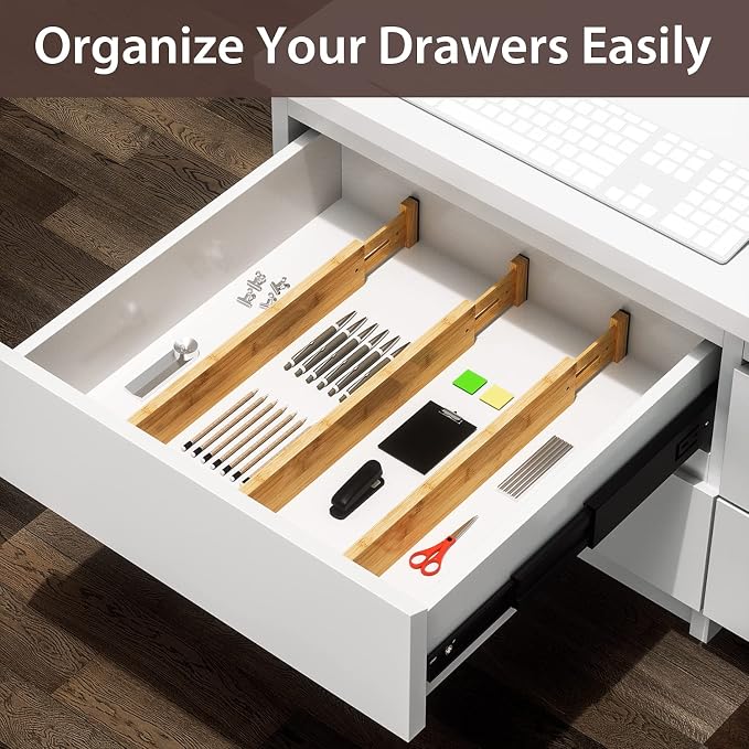 4 PCS Drawer Divider, 17"-22" Adjustable Bamboo Drawer Dividers Organizers, Expandable Separators for Kitchen, Clothes, Dressers, Home, Office - Image 5