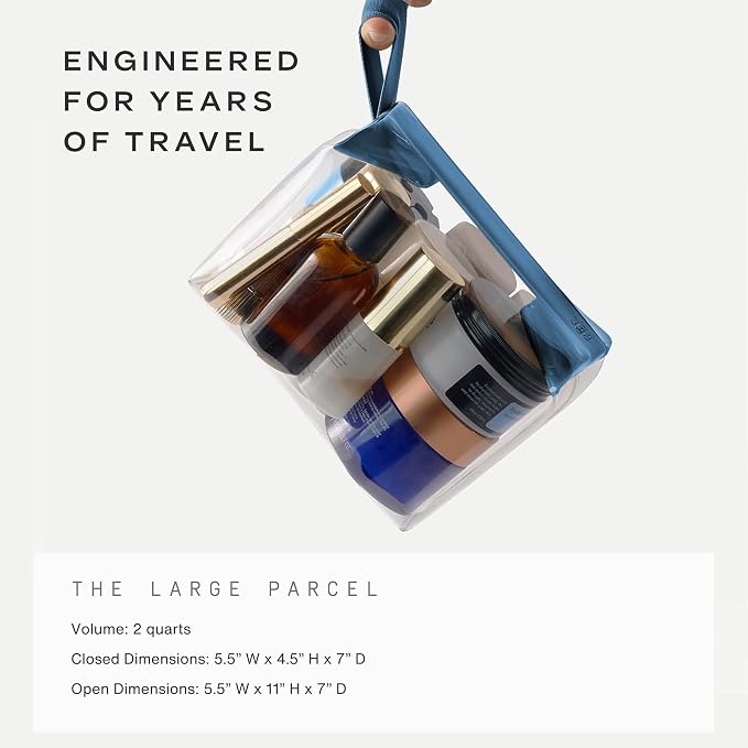 Cadence Parcel - Clear Travel Kit with Zipperless Magnetic Closure - Cove, Large - Durable, Leak-Resistant and TSA Approved Toiletry Bag - Modular Organization - Recycled TPU (2 Qt) - Image 5