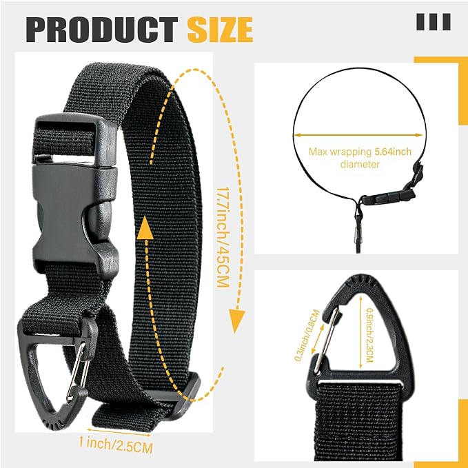 Heavy Duty Extension Cord Holder Organizer (8 Pack black) 17 Inch Adjustable Storage Straps with Triangle Clips Perfect for Garage Organization Workshop Storage and Men's Gadgets ﻿ ﻿ - Image 3