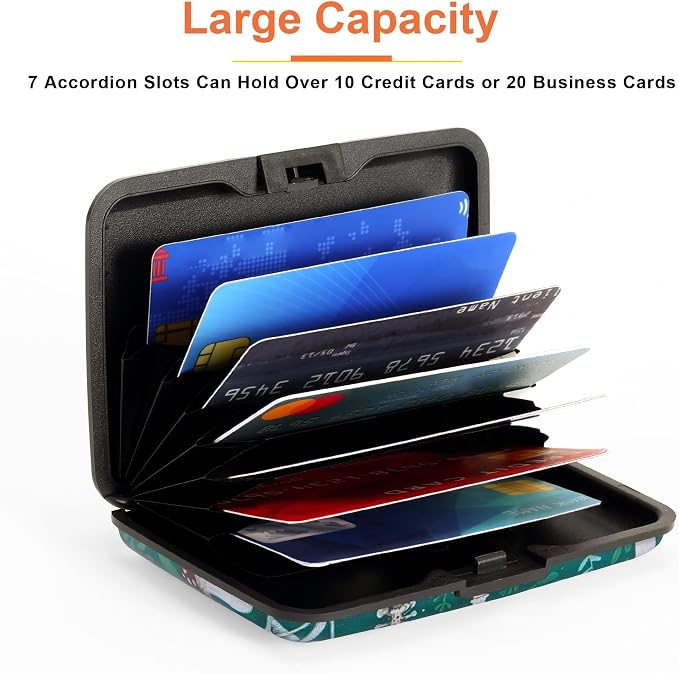 Mayski Credit Card Holder for Women RFID Blocking Wallet, Mushroom | Card Wallets for Women Small Mini Business Metal Accordion Aluminum Alloy Hard Case for Men - Image 4