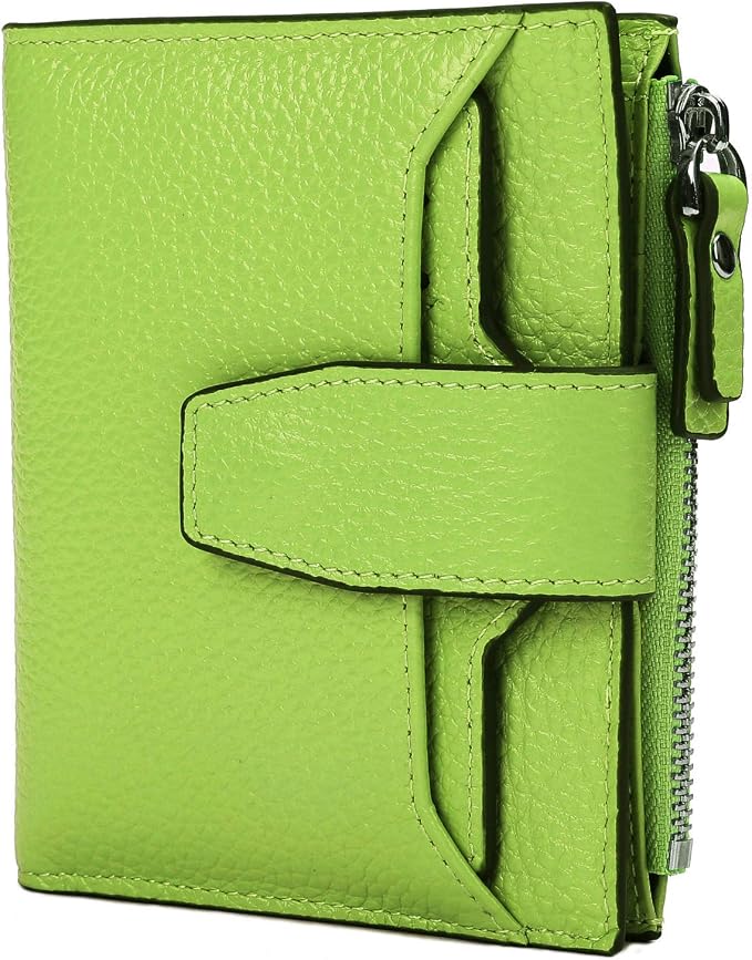 Women's RFID Blocking Leather Small Compact Bi-fold Zipper Pocket Wallet Card Case Purse with id Window - Image 6