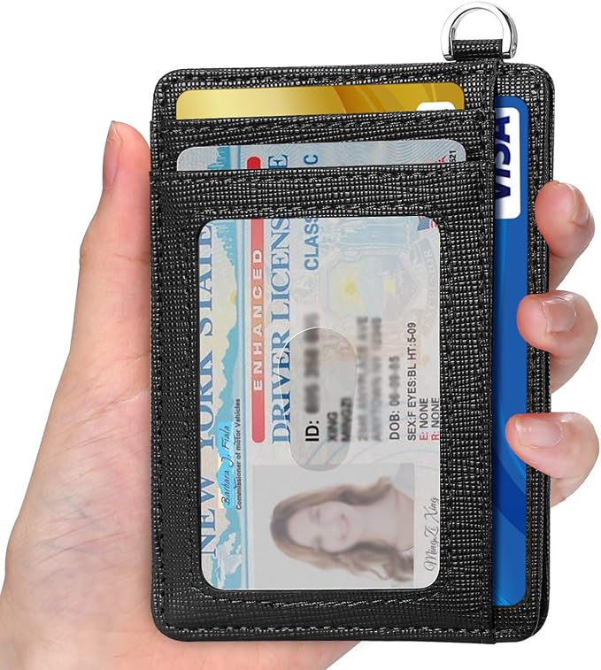 Slim Minimalist Front Pocket Wallet, RFID Blocking Credit Card Holder Wallet with Detachable D-Shackle for Men Women - Image 2