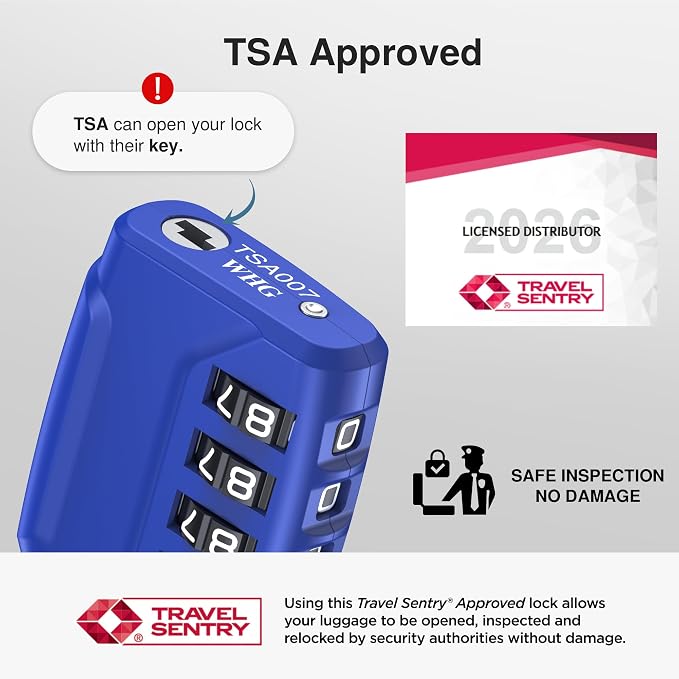 Puroma 2 Pack TSA Approved Luggage Locks 4 Digit Code Cable Lock Blue | Resettable, Flexible Cable, Zipper holes, Zinc Alloy, Bright Color, Large White Numbers, Suitcase Train Travel, laptop bag - Image 2