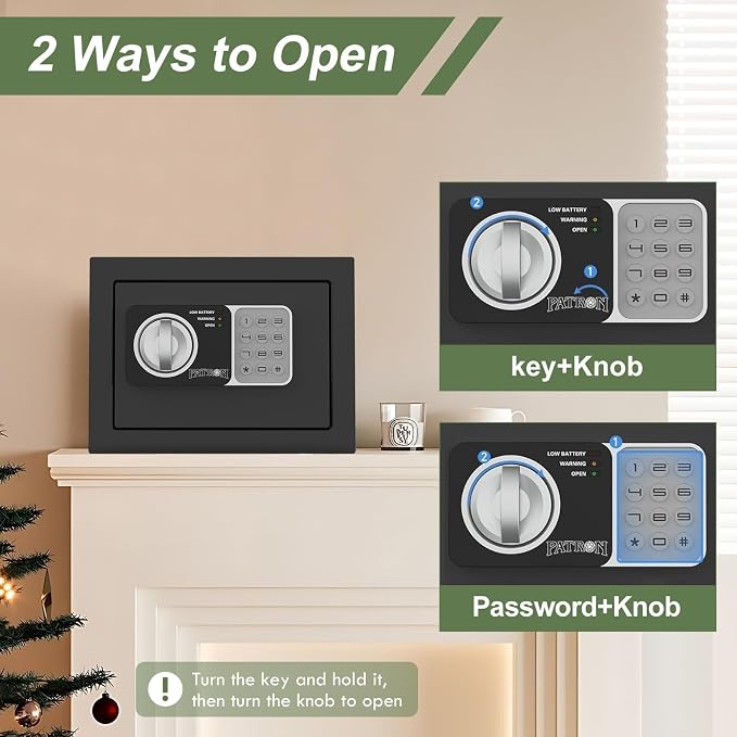 Small safe box with key,Kids mini safe for money, coin safes for home with code，0.236 Cubic Feet Black - Image 6
