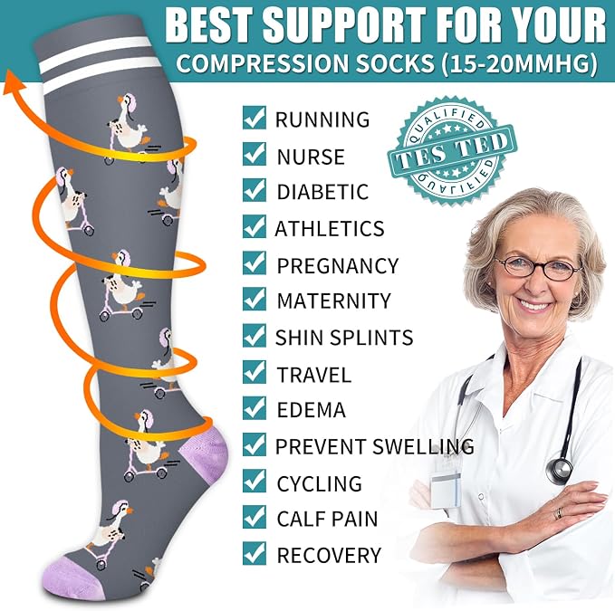 Compression Socks for Women & Men Circulation(6 pairs)-Graduated Supports Socks for Running, Athletic Sports - Image 5