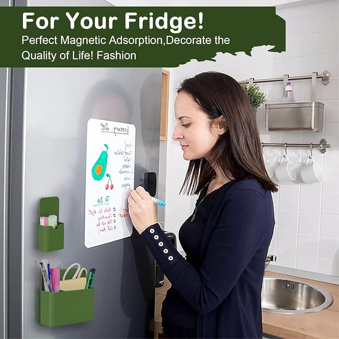 KITANIS Magnetic Pen Holder,2 Pack Magnetic Dry Erase Marker Holder with Generous Compartments,Strong Magnet Storage Marker Pen Pencil Organizer for Refrigerator,Whiteboard,Locker Accessories - Image 6