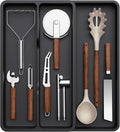 Lifewit Utensil Organizer for Kitchen Drawer, Expandable Cooking Tray | Adjustable Cutlery Flatware Holder, Plastic Silverware Spatula Tools Storage Divider, 8.9-14.4 x 15.8", Black by Lifewit