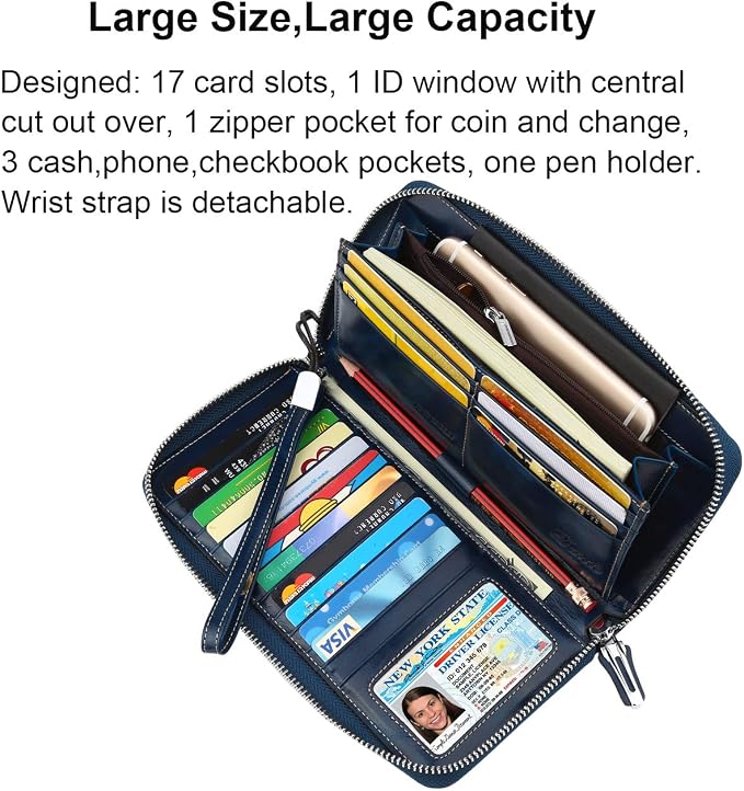 Small Compact Women Wallet RFID Blocking Genuine Leather Bifold Purse with ID Windows - Image 2