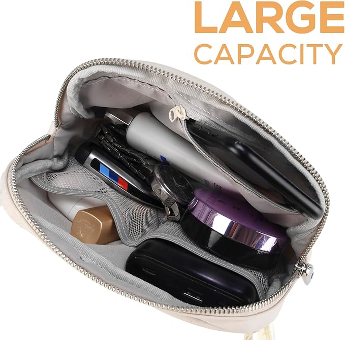 Anti Theft Belt Bag, Fanny Packs for Women Travel, Locking Waist Crossbody Bag with Adjustable Strap & Back Pocket, Fashion for Mother Teens Trip, Gym, Workout - Beige - Image 7