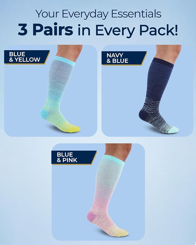 Pembrook 3 Pairs Plus Size Compression Socks Wide Calf - Bamboo Viscose Compression Socks for Women Wide Calf - Image 5
