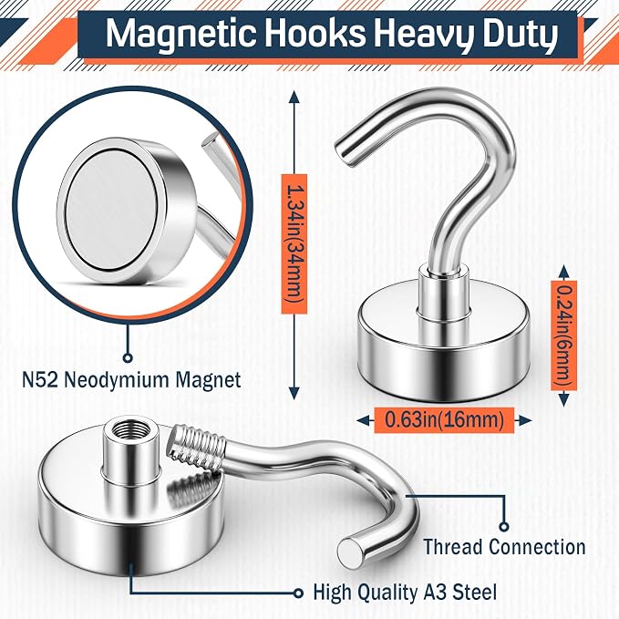 FINDMAG Magnet Hooks, 30LB+ Magnetic Hooks for Cruise Cabins, 10 Pack | Strong Neodymium Magnets with Hooks for Hanging, Beach Vacation, Garage, Locker, Kitchen, Cruise Essentials 2026, Silver - Image 7